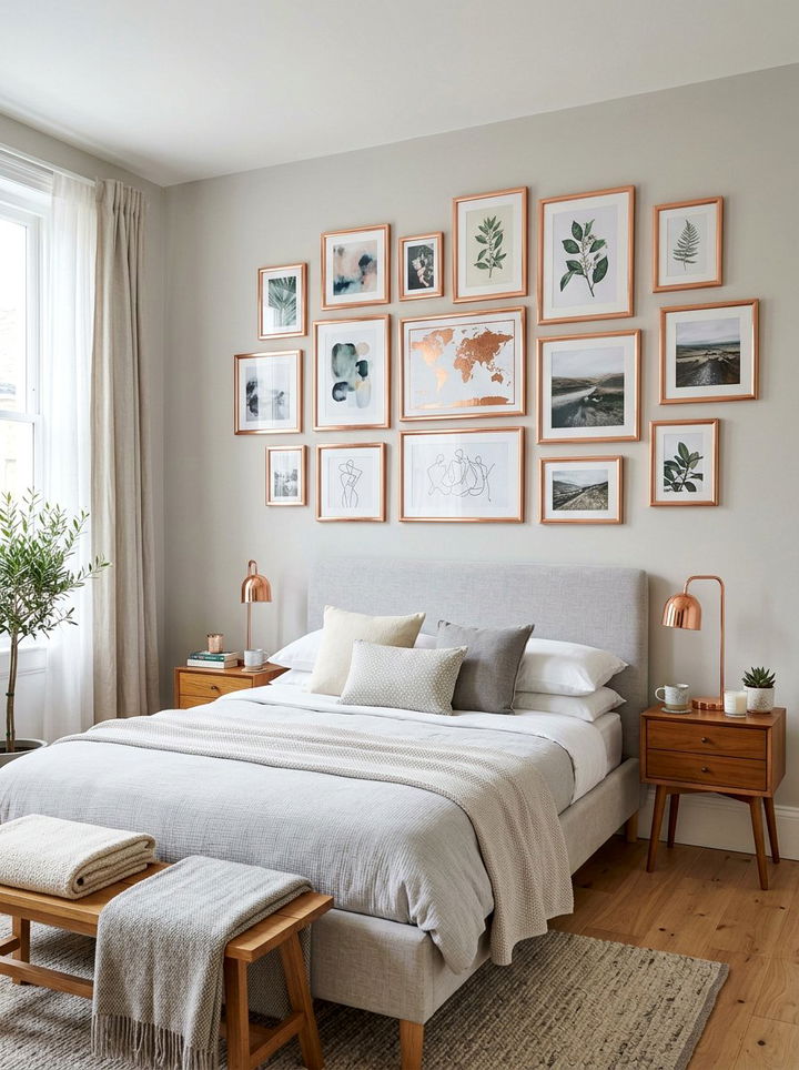 Copper picture frames - 30 copper accent bedroom ideas
