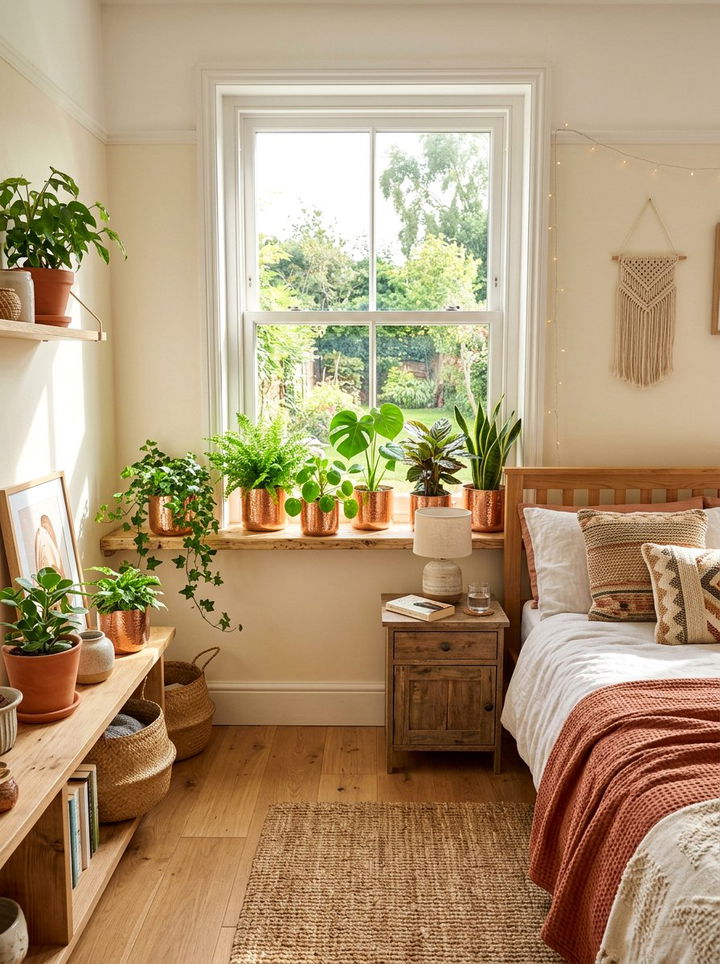 Copper plant pots - 30 copper accent bedroom ideas