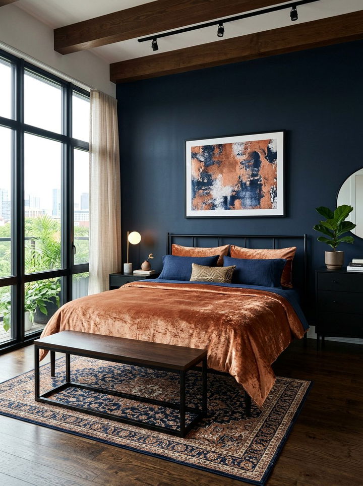 Copper velvet bedding - 30 bedroom velvet bedding ideas