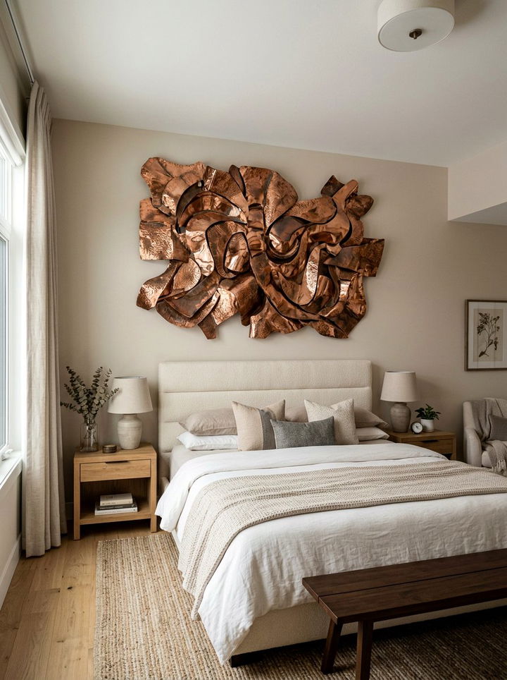 Copper wall art - 30 copper accent bedroom ideas
