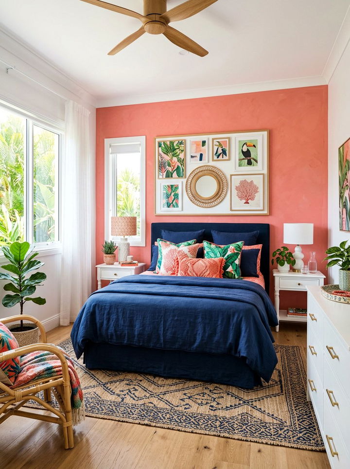 Coral Bedroom - 30 bedroom accent color ideas