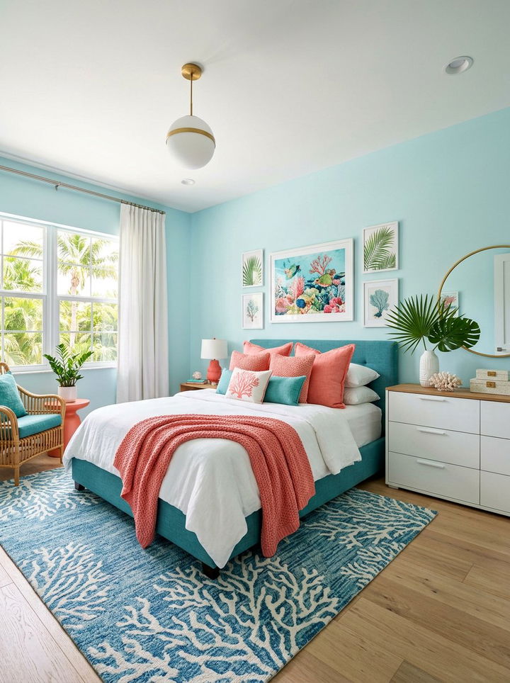 Coral Color Scheme - 30 mermaid bedroom ideas