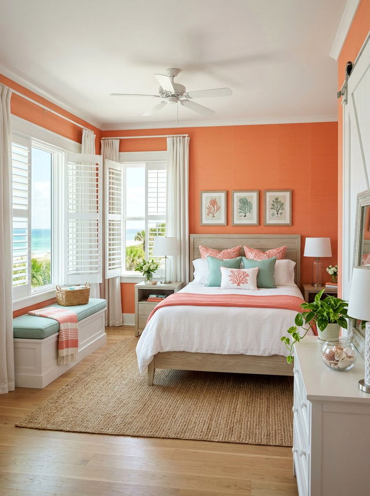 Coral Orange Bedroom - 30 bright orange bedroom ideas