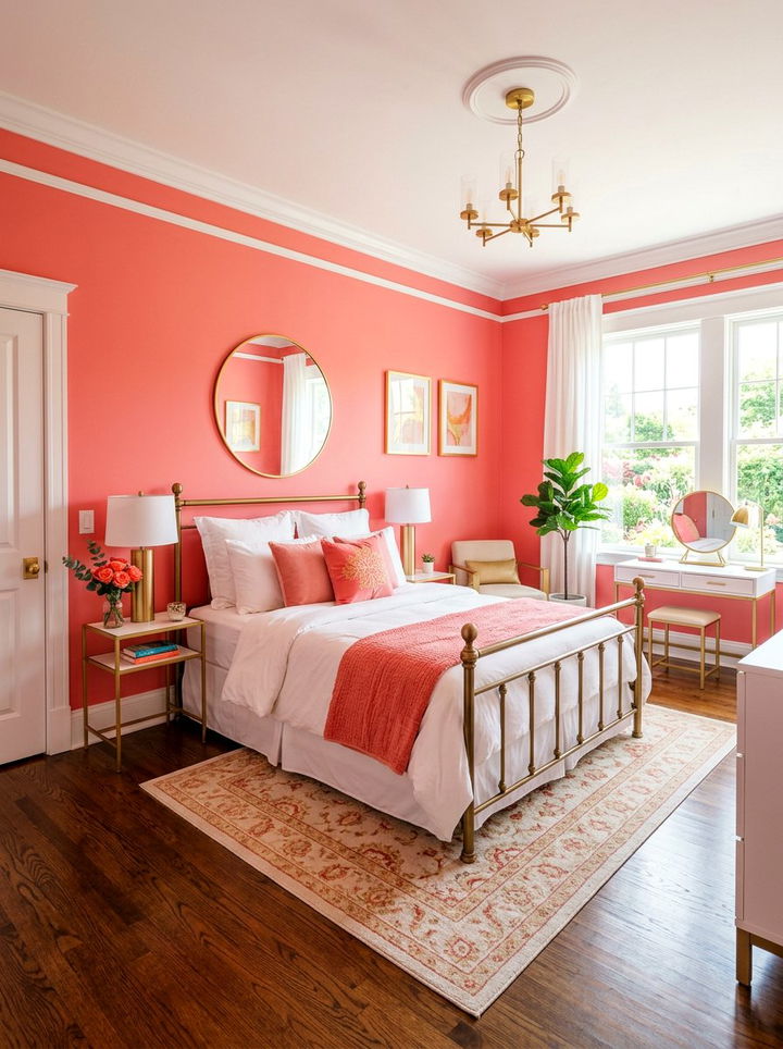Coral Pink Walls - 30 bedroom pink walls