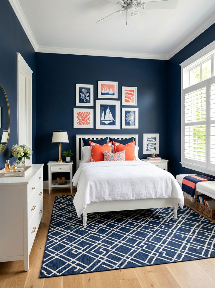 Coral and Navy Bedroom - 30 bedroom color schemes