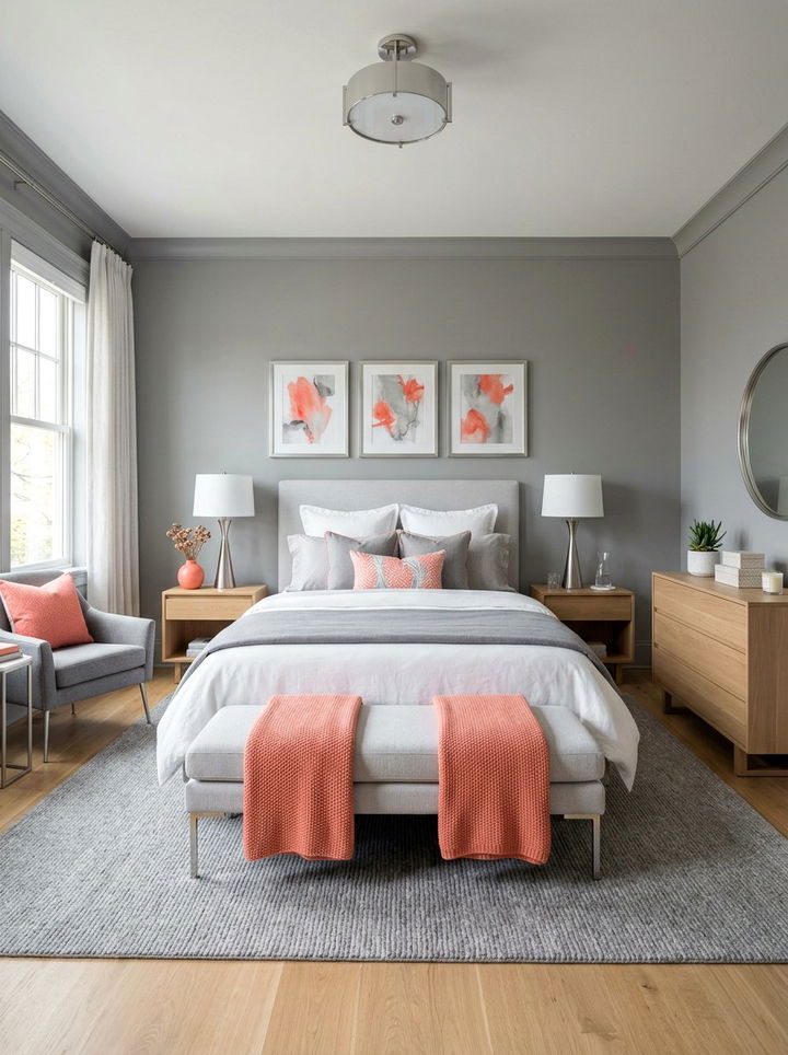 Coral and gray bedroom - 30 coral bedroom ideas