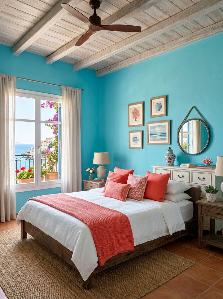Coral and turquoise bedroom - 30 coral bedroom ideas