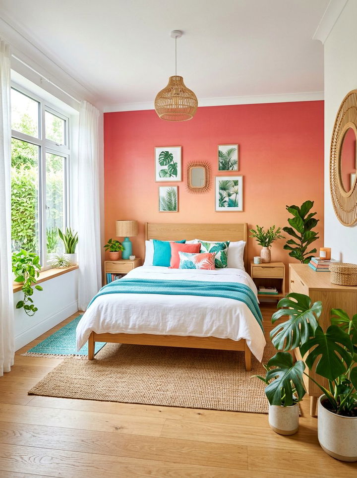 Coral ombre wall bedroom - 30 bedroom ombre wall ideas