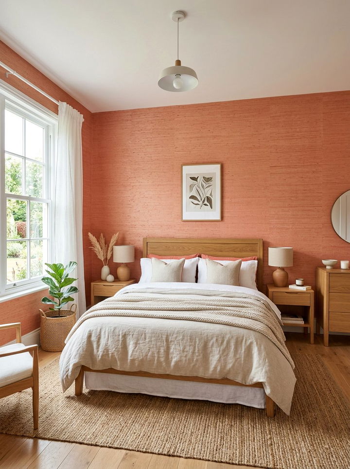 Coral wallpaper bedroom - 30 coral bedroom ideas