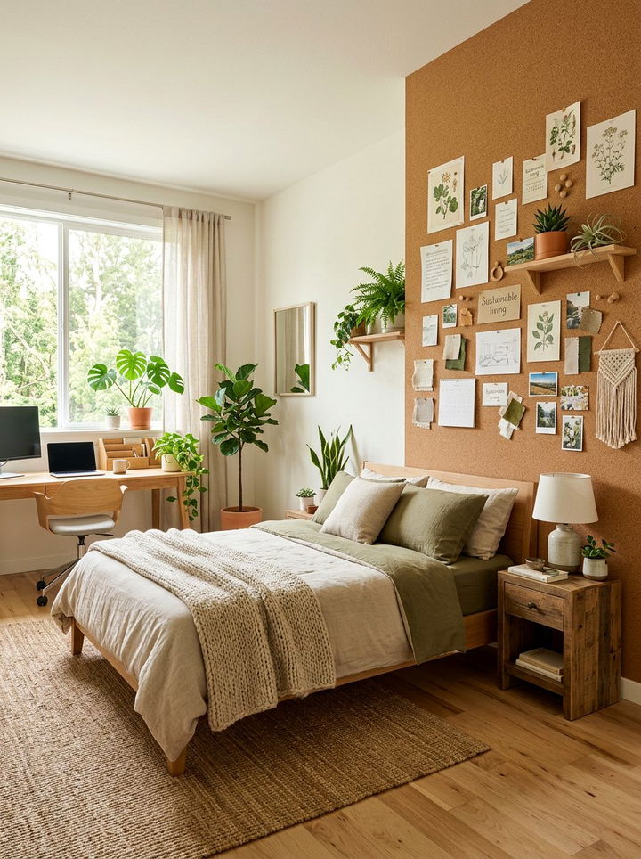 Cork Board Wall - 30 bedroom accent wall ideas