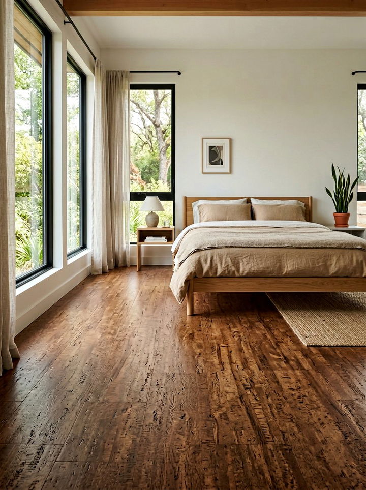 Cork Floor Tile - 30 warm minimalist bedroom ideas