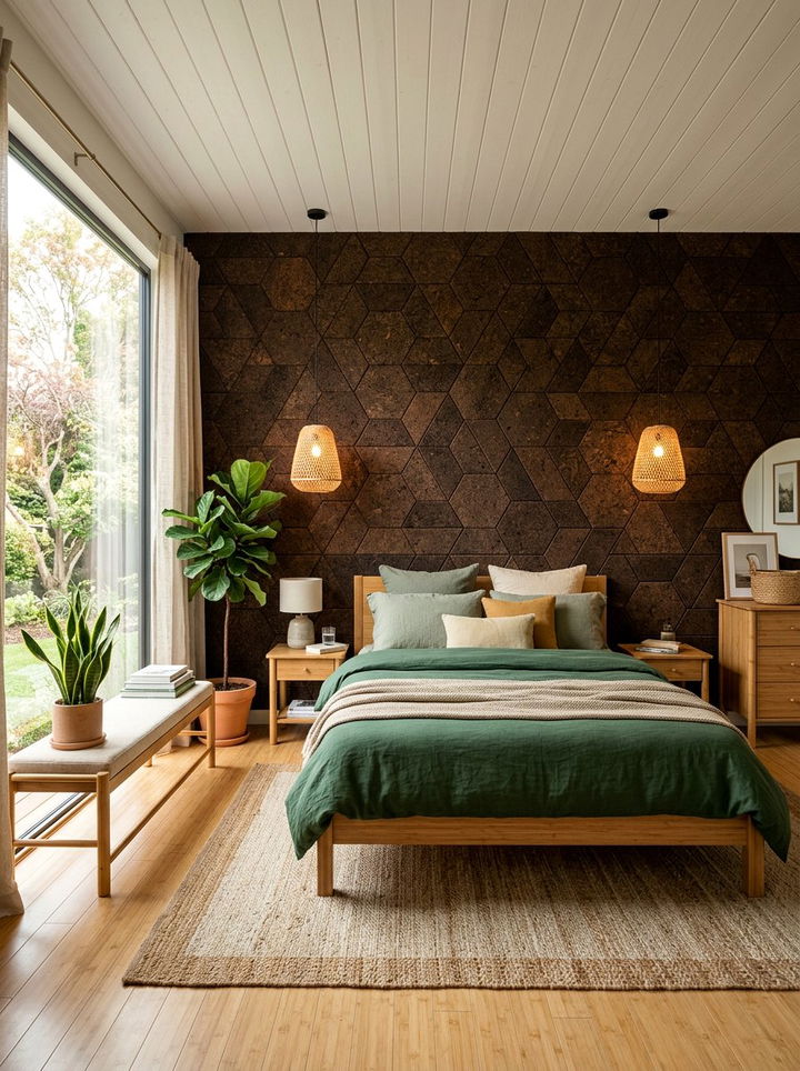 Cork Wall Tile - 30 bedroom wall texture ideas