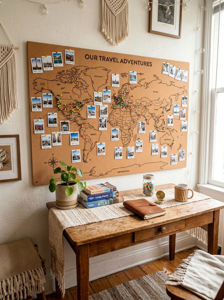 Cork World Map For Travel Photos - 30 world map bedroom ideas