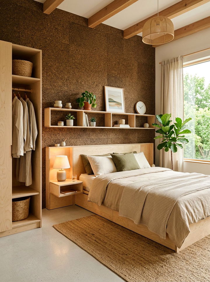 Cork and Plywood Bedroom - 30 mixed material bedroom ideas