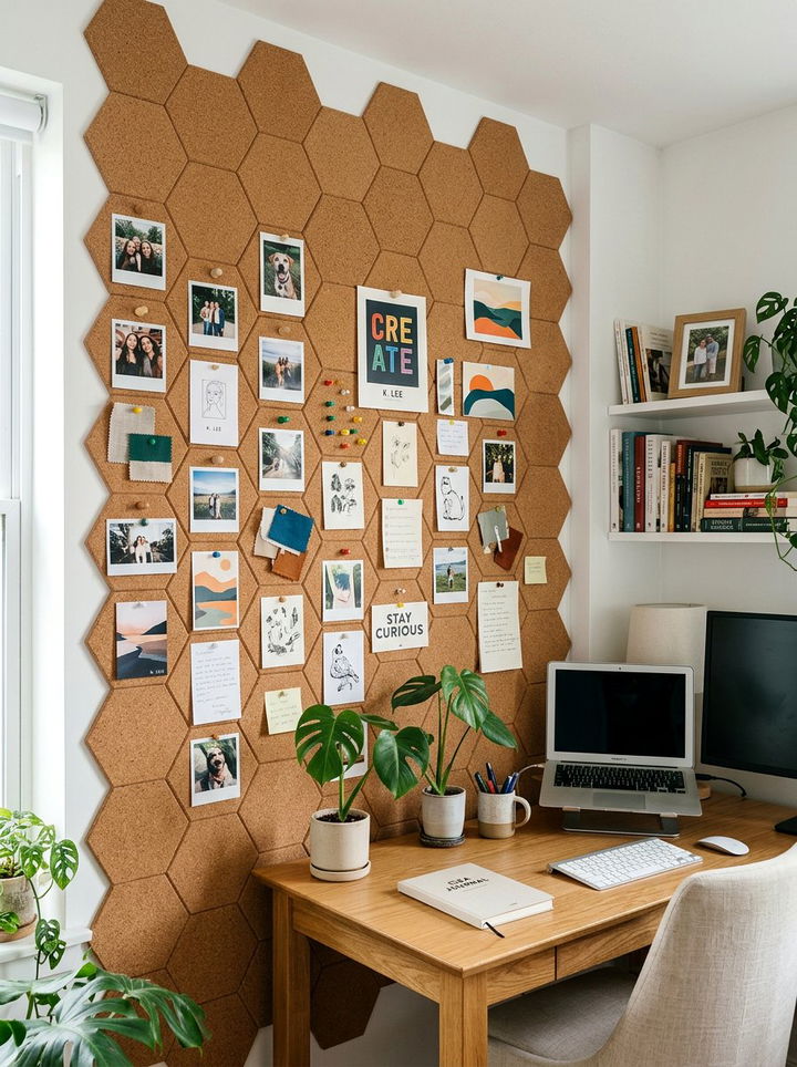 Cork board wall - 30 renter bedroom ideas