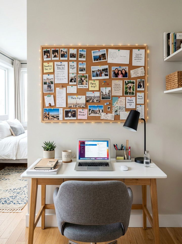 Cork board wall - 30 temporary bedroom ideas