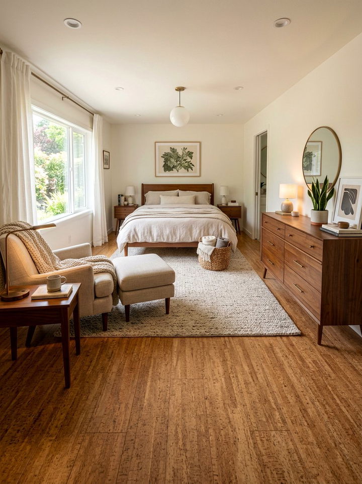 Cork plank bedroom floor - 30 bedroom cork flooring ideas
