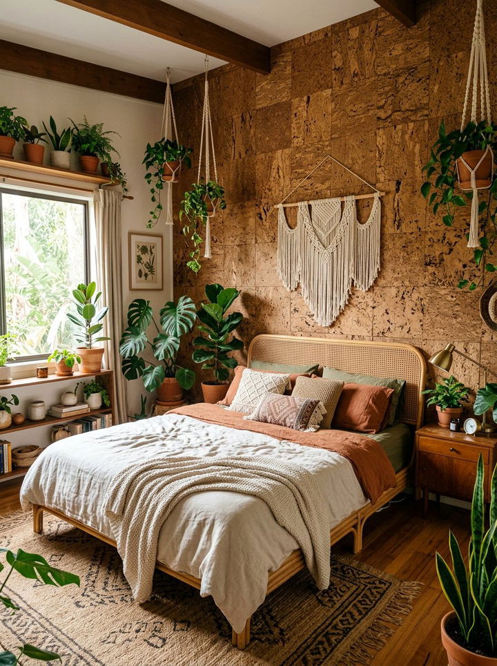 Cork tile wall - 30 bedroom feature wall ideas