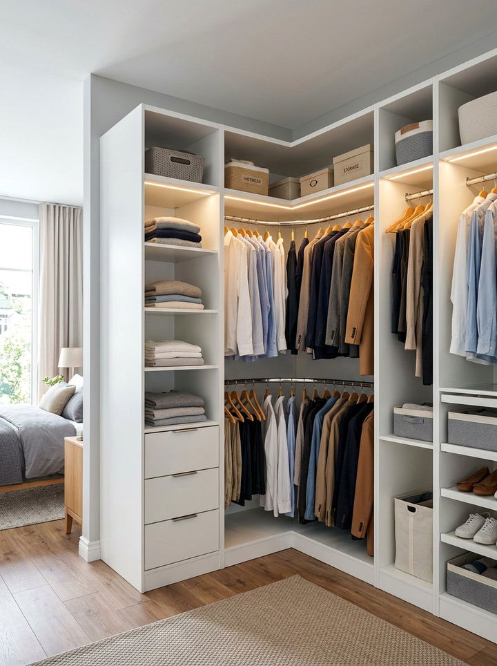 Corner Closet Storage - 30 bedroom closet ideas
