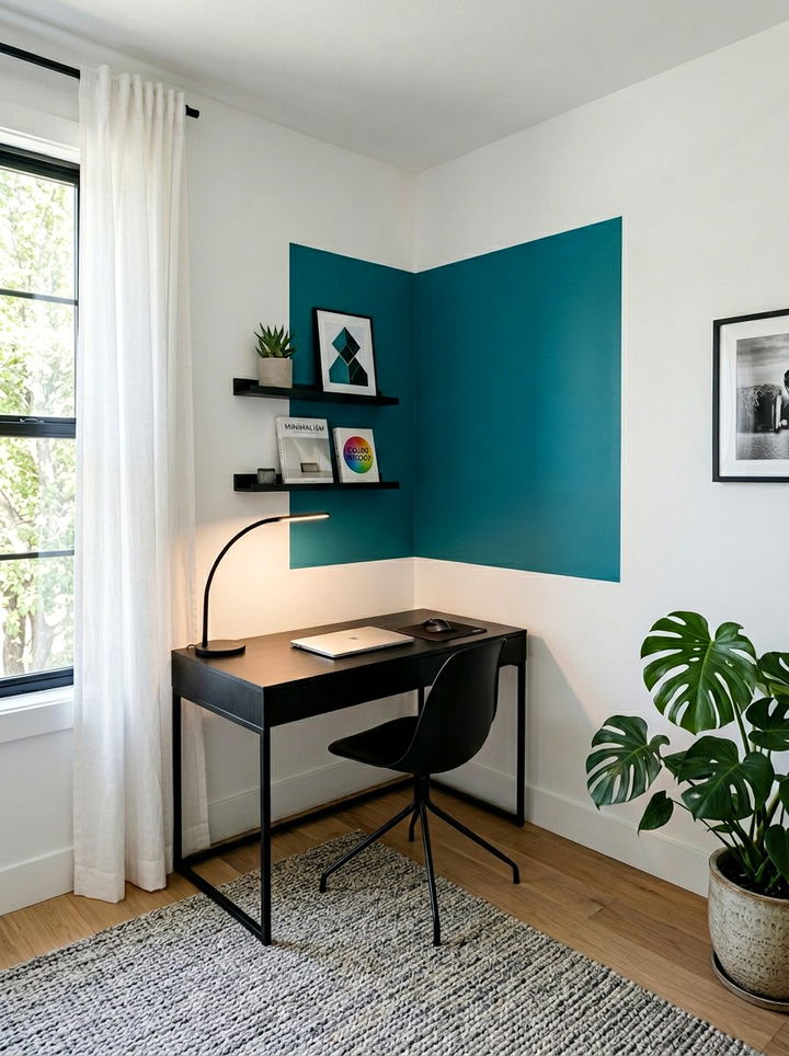 Corner Color Block Wall - 30 bedroom two tone walls