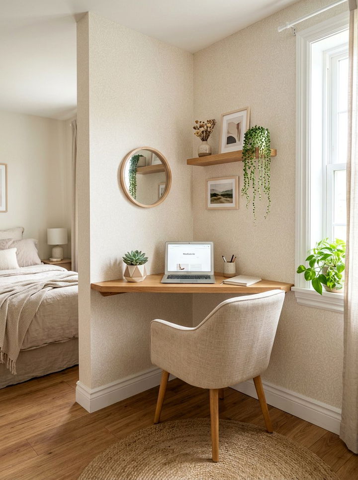 Corner Desk - 30 bedroom space saving ideas