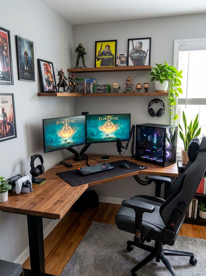 Corner Desk Gaming Setup - 30 gaming bedroom ideas
