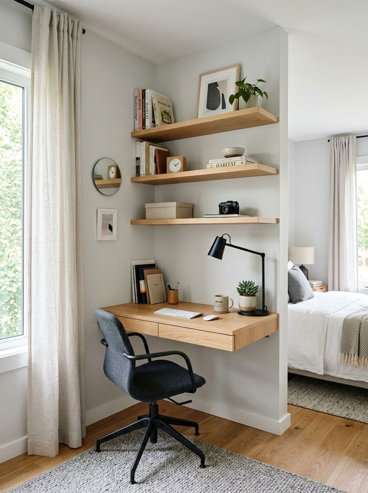 Corner Desk Shelving - 30 bedroom corner shelving ideas