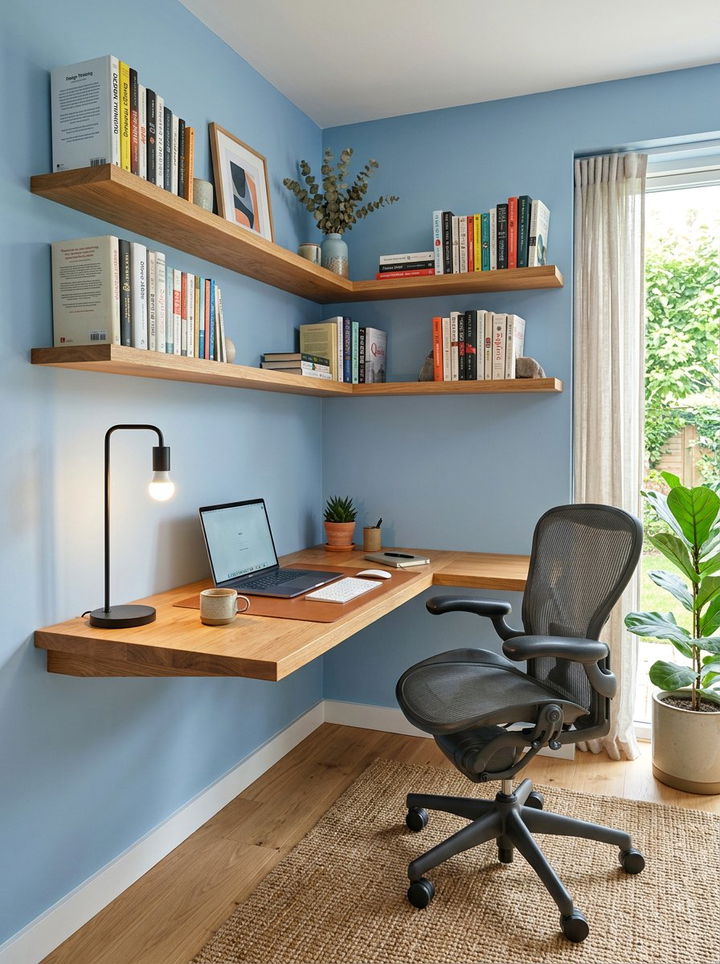 Corner Floating Desk - 30 bedroom floating desks