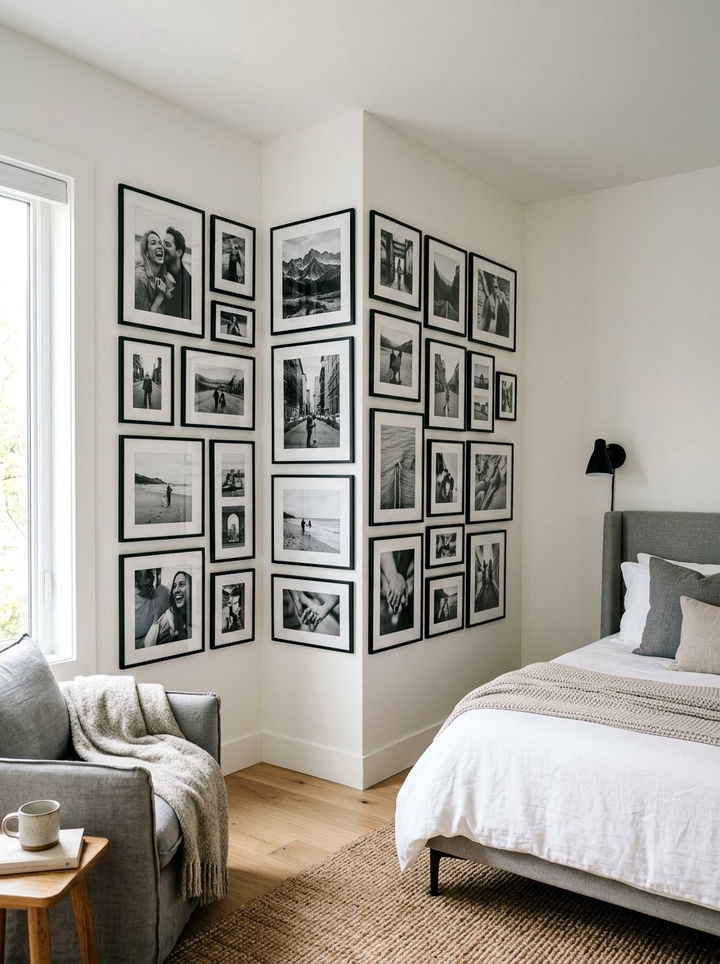 Corner Gallery Wall - 30 bedroom corner ideas