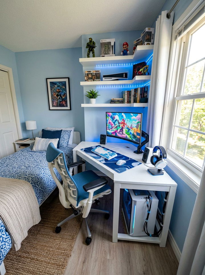 Corner Gaming Setup - 30 video game bedroom ideas