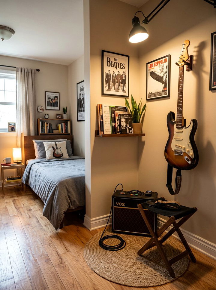 Corner Guitar Nook - 30 guitar bedroom ideas