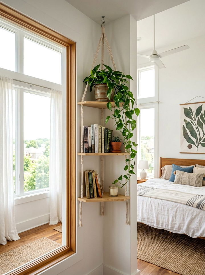 Corner Hanging Shelf - 30 bedroom hanging organizers