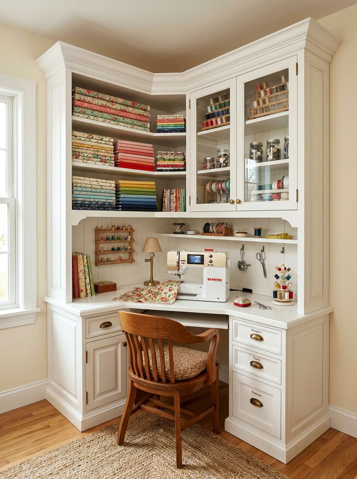 Corner Hutch Sewing - 30 bedroom sewing nook ideas