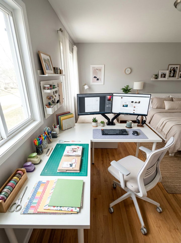 Corner L Shaped Desk - 30 bedroom craft corner ideas