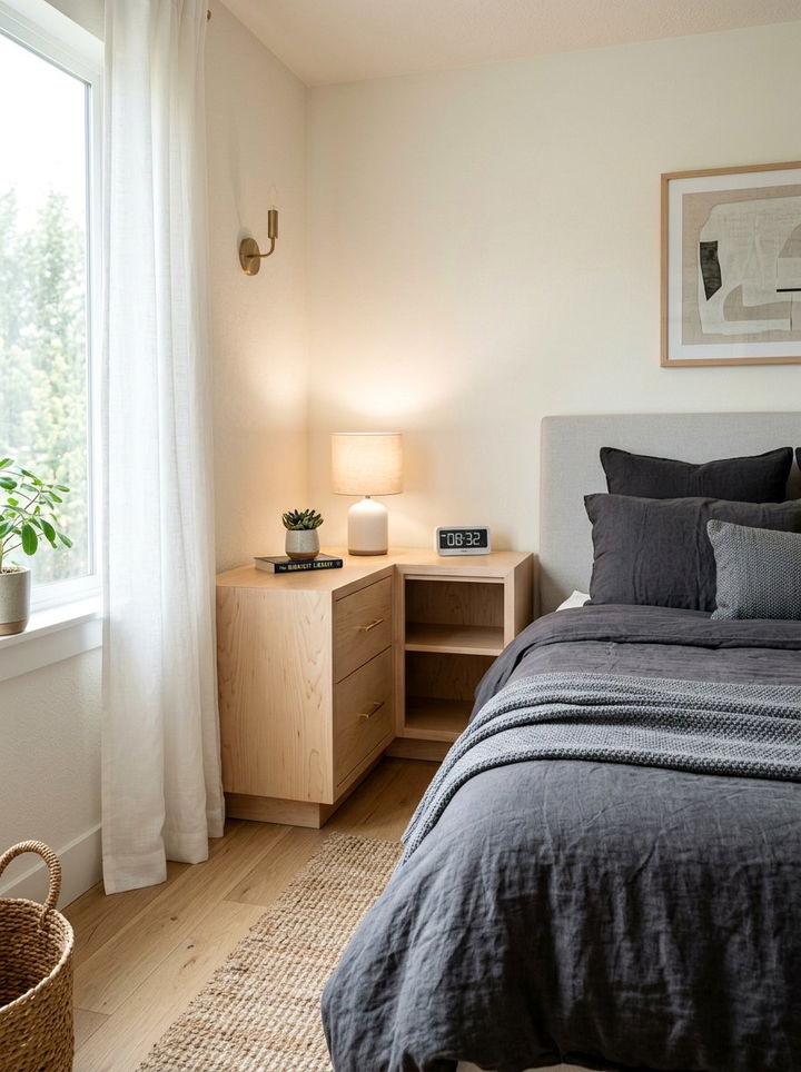 Corner Nightstand Unit - 30 bedroom corner storage ideas