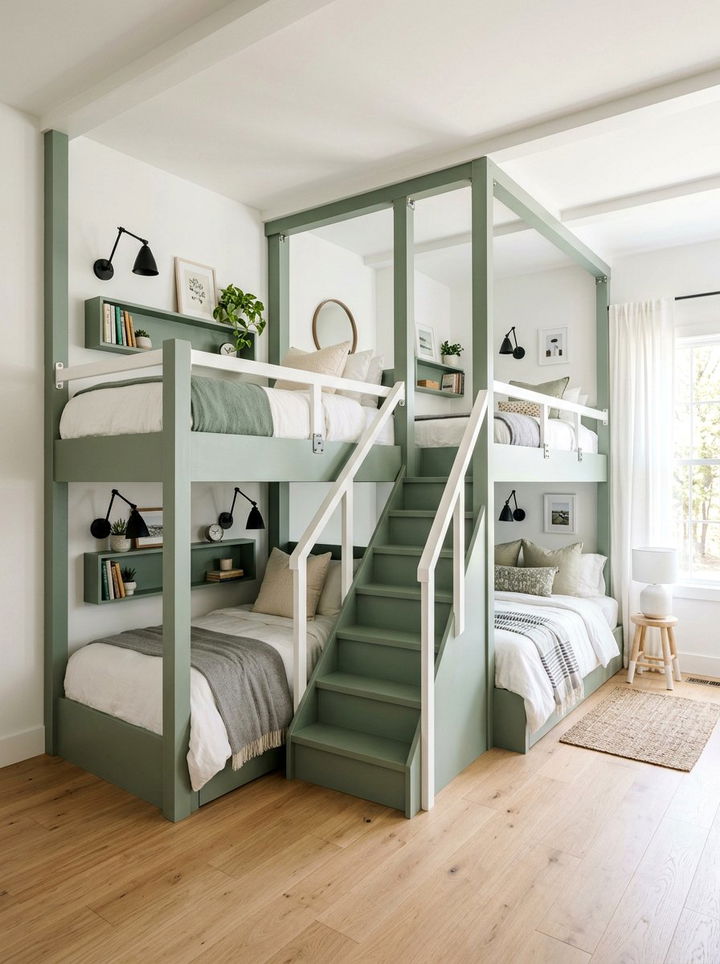 Corner Quad Bunk Beds - 30 quadruple bedroom ideas