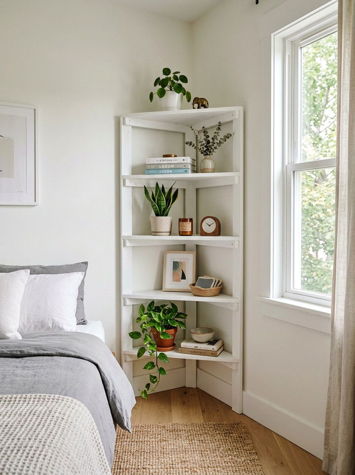 Corner Shelf - 30 bedroom hacks