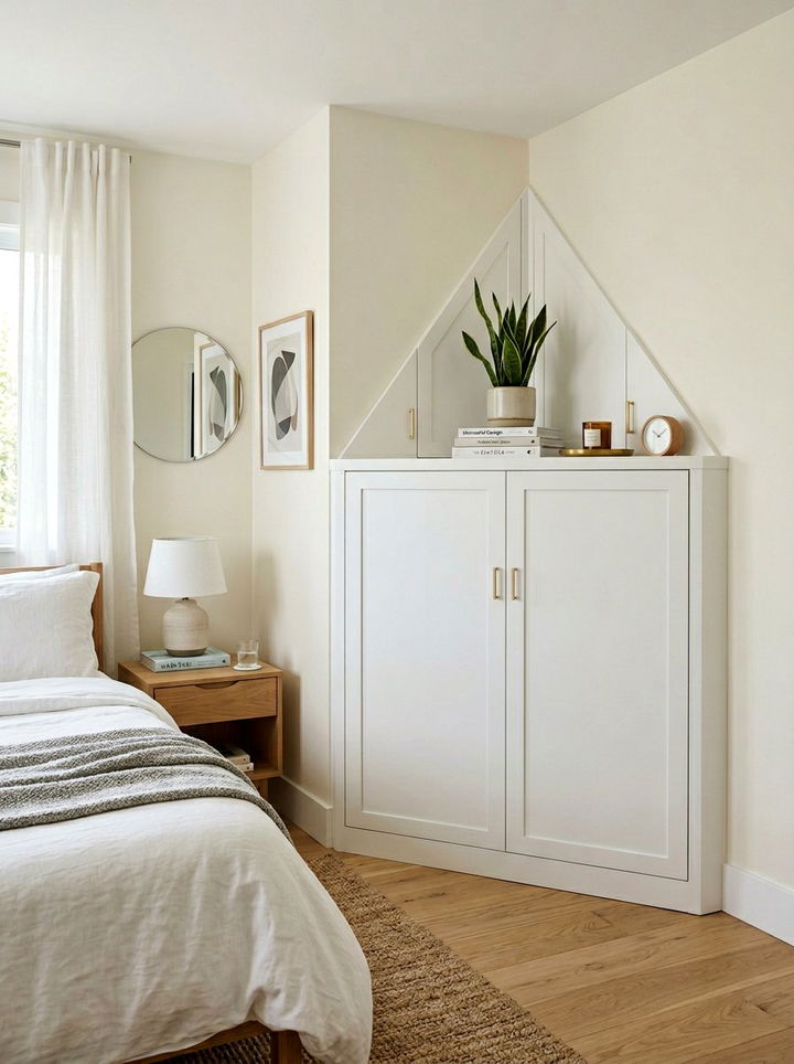 Corner Storage Cabinet - 30 bedroom hidden storage ideas