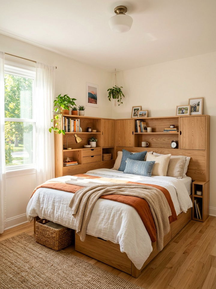 Corner Storage Headboard - 30 bedroom storage headboards