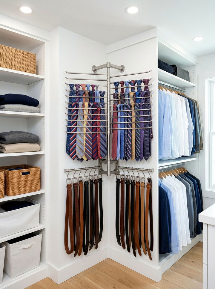 Corner Tie Rack - 30 bedroom tie storage ideas