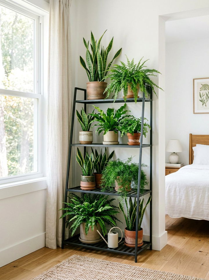 Corner Tiered Plant Stand - 30 bedroom plant shelves