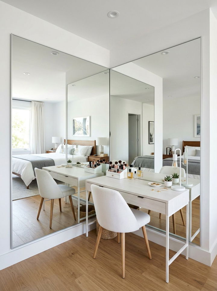 Corner Vanity With Large Mirror - 30 bedroom corner vanity ideas