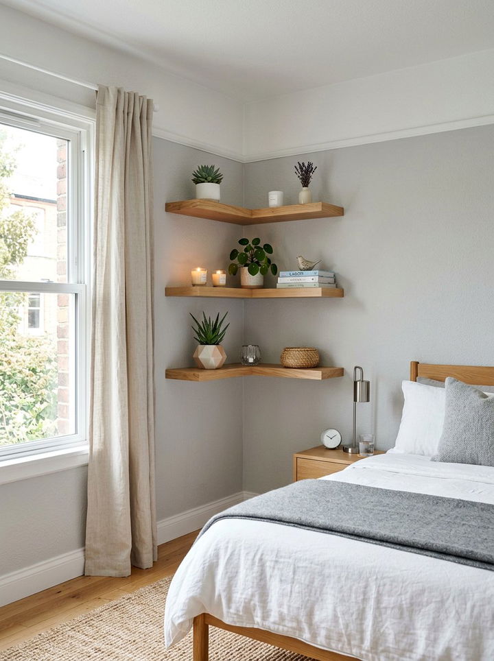 Corner Wall Shelves - 30 bedroom shelving ideas
