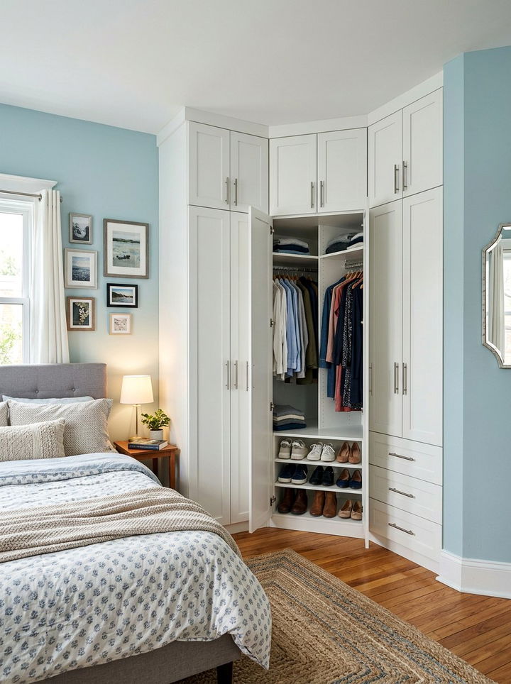 Corner Wardrobe Unit - 30 bedroom organization ideas