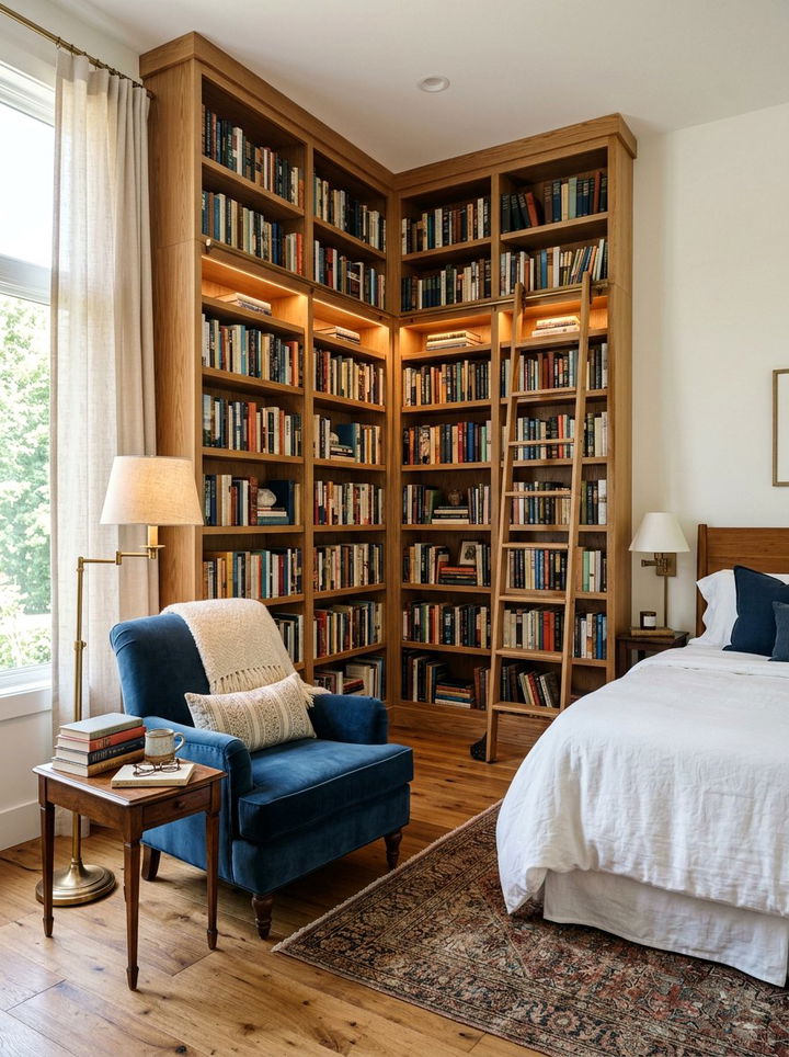 Corner library - 30 bedroom book displays