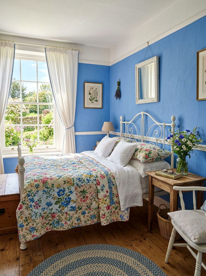 Cornflower Blue Country Bedroom - 30 blue bedroom design ideas