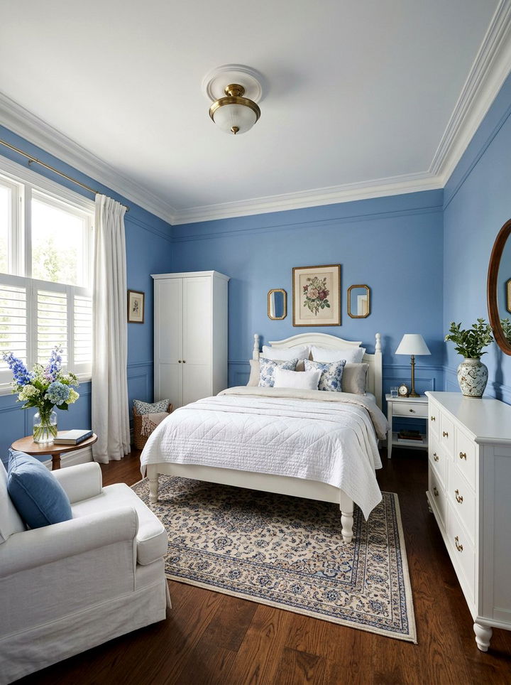 Cornflower Blue Traditional Bedroom - 30 minimalist blue bedroom ideas