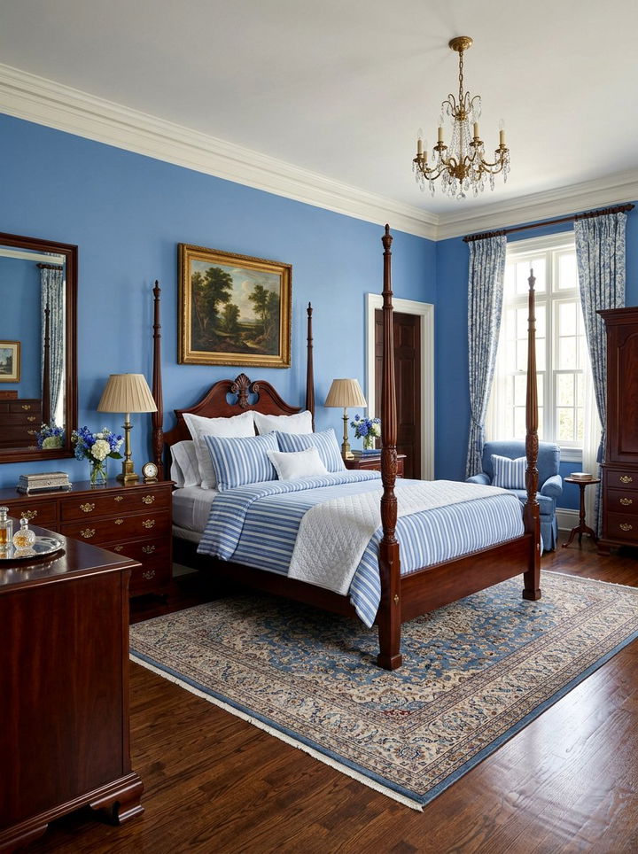 Cornflower Blue Traditional Bedroom - 30 cool blue bedroom ideas