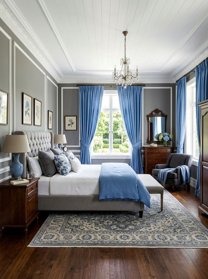 Cornflower blue and smoke gray bedroom - 30 blue and gray bedroom ideas