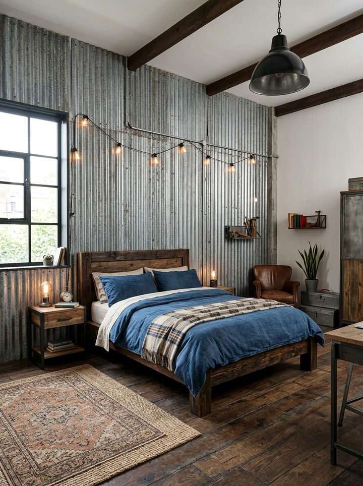 Corrugated Metal Panel - 30 bedroom wall texture ideas